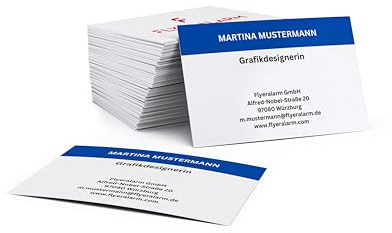 Visitenkarten erstellen mit Foto, Text und Logo - Visitenkarte selbst gestalten - 100 Stück, Blau-Weiß - 300g Bilderdruck matt - Business Cards Online gestalten