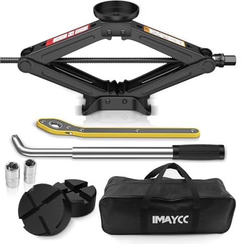IMAYCC Wagenheber 2.5T/2500kg, Universelle Scherenwagenheber für Auto mit Gummiauflage, Tragbarer Wagenheber mit Radmutternschlüssel, Auto-Notfallset für SUV MPV, Ideal für Wartung und Reparatur