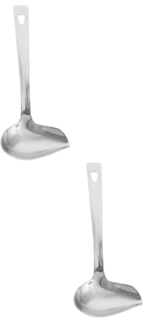 Ciieeo 2pcs Stainless Steel Oil Pouring Soup Spoon Fat Separator Ladle for Cooking Oil Vegetable Kitchen Gadgets