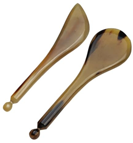 Beavorty Akupunktur Massagestift aus Yakhorn 2 Stück Khaki Leichtes und Handliches Augen Akupressurstift Triggerpunkt Massagegerät für Gesichtsmassage und Reiseanwendung