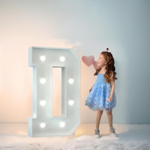 120cm-4ft LED Marquee Lights Letter D, LED Alphabet Lights Remote Control Marquee Decoration Light Up Sign for Wedding Birthday Gifts