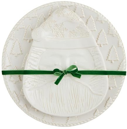 Mud Pie Weißes weihnachtliches Set mit Tellern und Tabletts, klein 27,9 x 21,5 cm, großer Durchmesser 33 cm