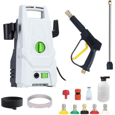 Pressure Washers 100Bar Powerful Jet Washers with 5 Nozzles, Portable Electric Pressure Washer Gun for Cars Patios Furniture Driveways