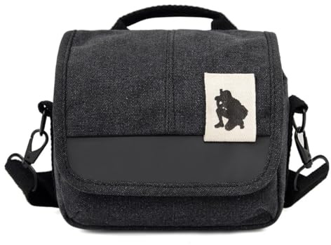 QIUPFGUT Spiegelreflex Kamera Tasche,Paquete de fotografía a Prueba de Agua,Bolsos de cámara SLR,Bolso de Hombro de Lona,Estuche de cámara,Estuche Bandolera Individual con Correa Ajustable,Negro