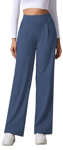 SotRong - Pantaloni da yoga in stile pantaloni da donna, gamba dritta larga, elasticizzati, tinta unita, casual, per il tempo libero, pantaloni da lavoro per ufficio con vita alta, elasticizzati, slip