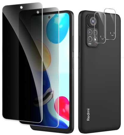 AYWLPP Privacy Pellicola Protettiva per Xiaomi Redmi Note 11S Pollici, 2 Pezzi Pellicola in Vetro Temperato Film AntiSpy con 2 Pezzi Protezione Fotocamera, durezza 9H, Compatibile con Cover