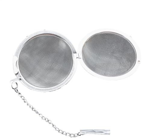 Infusor de té en de bola para té suelto | colador de té con cadena y filtro de té esférico de acero inoxidable para hojas sueltas, soporte de malla duradero, colador de té