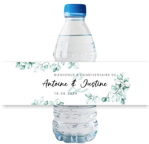 MINXLTD Etichetta Personalizzata for Bottiglia d'Acqua for Matrimonio, Impermeabile 8x2 Etichette con Nome Personalizzato E Data del Matrimonio for Addio al Nubilato Bomboniere Matrimonio(A3)