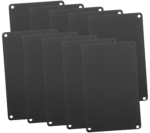 10 Stück Selbstgemacht Blankoschild aus Aluminium, Schwarz, 4 Loch | Rohlinge, 3, 5mm Bohrung und 92×52mm Lochabstand, 3–3, 4mm Nieten