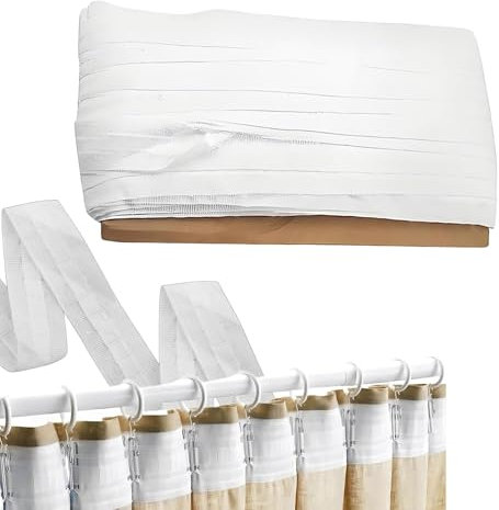 Vimmvid 1 cortina con cinta fruncida, color blanco, 30 m × 3 cm, cinta de cortina para coser, cinta fruncidora universal para coser, cinta plisada para ganchos de cortina, decoración dormitorio