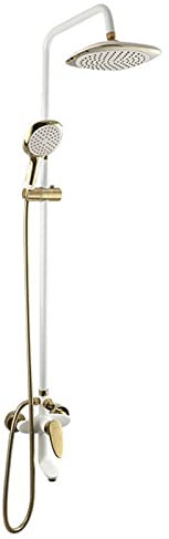 Verstellbare Höhe Weiß Duschsäule mit Schwerlast Wandhalterung Wandmontage Duschset für Badewanne mit Regenduschkopf Ideal für ein entspannendes Duscherlebnis