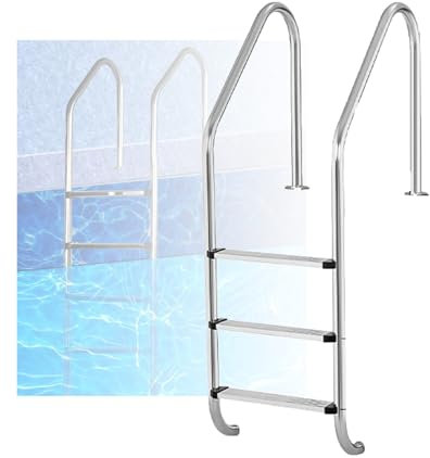 Swimming Pool Ladder,Preventing Slips Steps Ladder,2/3-Step Double Handrails Stairs,for Backyard Pool Home,Bearing Weight 250kg(3 steps)