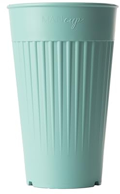 reMAIN MAINcup - 4 St. nachhaltige Mehrweg-Trinkbecher 400 ml aus recyceltem Kunststoff – Bruchfest, Spülmaschinenfest & Stapelbar – Perfekt für Cocktails, Kinder, Gastro & Outdoor (Mintblau)