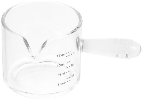 Mikikit Jarra De Vidrio Medidora De Espresso Con Asa Para Leche Cócteles y Hornear