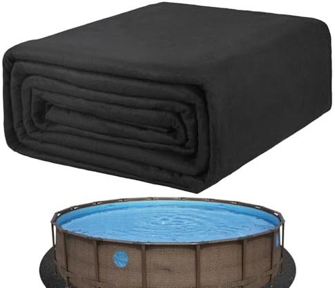 Krmoau Tappetino per piscina fuori terra, rotondo, diametro 305 cm, rivestimento per piscina fuori terra, telo per pavimenti in piscina, pretagliato, pellicola resistente agli urti