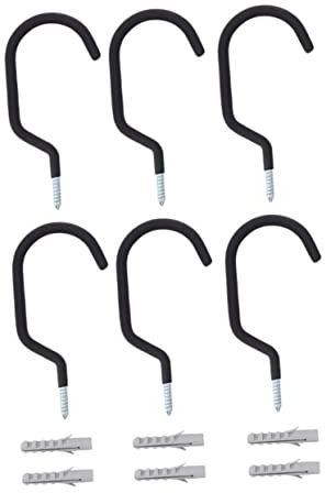 LABRIMP Ganchos de Pared de Hierro Negro, 6 Piezas para Esquís y Cañas