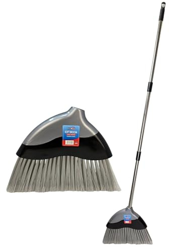 Bh | Soft Angle Broom with 1.2m Stick | Stainless Steel | Adjustable Handle | Sweeping Brush for Indoor Kitchen Lobby Office Pet Hair | Soft Bristle Corn Broom Floor - By Best House