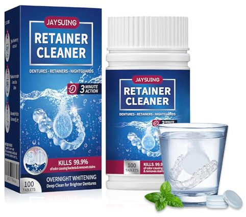 100 Compresse Retainer Pastiglie Detergenti, Compresse Per La Pulizia Della Protesi Dentaria, Pulizia Bite Apparecchi, Per Ritainer, Dentate E Dentari