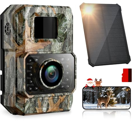 Sovonix Wildlife Camera WiFi Bluetooth, 60MP 30FPS Solar Trail Camera Rechargeable 2000mAh, 100° Wildlife Camera with Night Vision Motion Activated 0.1s Trigger Speed, with 32GB SD Card
