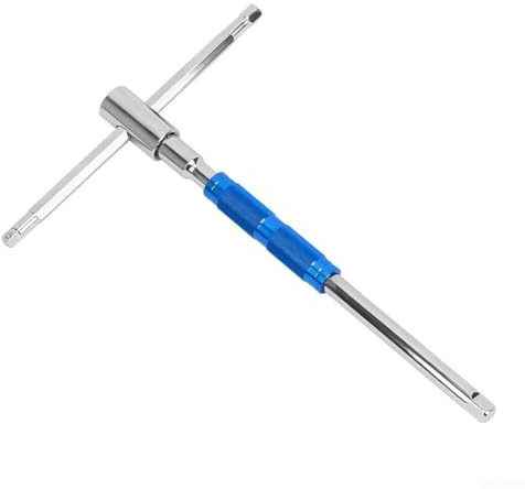Honseadek T Type Sliding Bar Socket Wrench with Hex Drive, 4 in 1 Adjustable Wrench, 360° Rotation, Chrome Vanadium Steel for Automotive Hand Tools