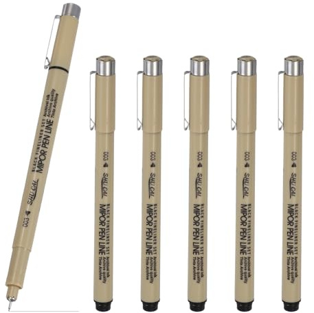 PATIKIL Fineliner-pennor, 6 st 003 0,15 mm finelinerpenna svart vattentät bläckarkivritpennor konsttillbehör set för skissning journalföring scrapbooking konstnär illustration