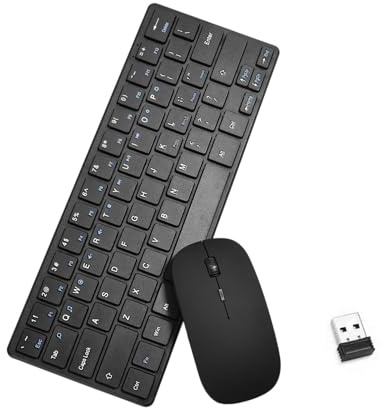 Ensemble clavier et souris sans fil 2,4 G – Touches silencieuses pleine | taille, récepteur USB, prise en charge multilingue, léger et durable pour ordinateur de bureau, ordinateur portable, bureau,