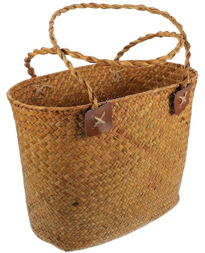 TOYZFRIENDY Cestino da Picnic Intrecciato Grande Doppi Manici, Cesto Portaoggetti in Materiale Naturale Resistente, per Picnic, Escursioni e Raccolta di Frutta e Verdura