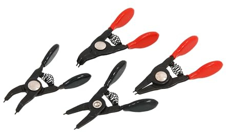 Neilsen CT4858 4pc Mini Circlip Ring Pliers Set - 80mm Length | 1mm Tip | Straight and Bent Nose | Ideal for Internal and External Circlip Rings