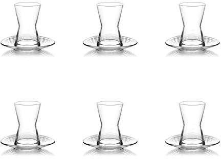 12 Teilig Türkische Teegläser Tee mit Untertasse Hohe Qualität DERIN Orientalisch arabisch Teestube Cafe Kahve Bar Club Cay Seti Bardak Bardagi 6 Teegläser + 6 Untertassen