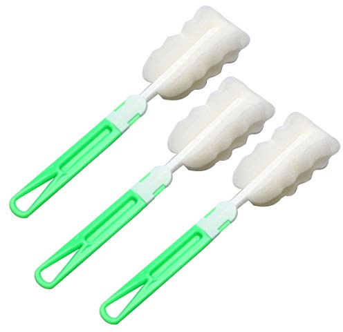 Sourcingmap Sponge Head Detachable Cup Glass Milk Bottle Cleaning Brush Cleaner Tool 3pcs Green