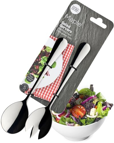 Taylor’s Eye Witness Set of 2 Salad Servers – Stainless Steel Round Spoon & Spork with Mirror Polished Finish. Durable & Dishwasher Safe, Ideal for Tossing & Mixing Salad, Fruit & Everyday Serving