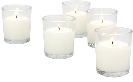 Stonebriar 12 Hour Long Burning Unscented Wax Filled Votive Holders, 48 Pack, White