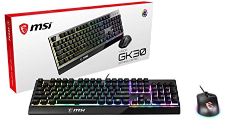 MSI Vigor GK30 Combo DE Gaming Tastatur und GM11 Gaming Maus (kabelgebunden, Plunger Switch, QWERTZ Layout, schwarz, RGB)