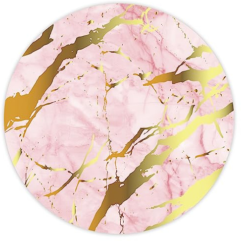 younikat Mauspad Marmor-Look I Ø 22 cm rund I Rosa Gold Mousepad in Standard-Größe, rutschfest I schlicht modern I Stein-Optik Granit I dv691