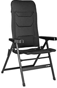 BRUNNER Rebel PRO (S-M-L) Klappstuhl Campingstuhl Gartenstuhl Aluminium 5-Fach verstellbar mit bis zu 150 kg Tragkraft hohe Rückenlehne schwarz oder blau