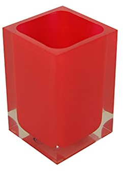 GEDY Auckland Portaspazzolini da Bagno Rosso, Misure e Peso: 11X7,2X7,2 CM & 0,29 kg, Portaspazzolini in Resina Trasparente di Alta qualità, Design R&S Gedy, Fatto a Mano, 2 Anni di Garanzia