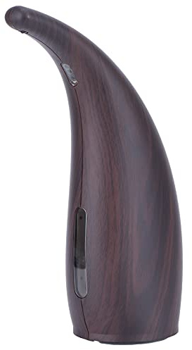 Dispensador de jabón automático Encimera Contenedor de jabón de inducción sin Contacto Inteligente Grano de Madera Profunda para el hogar Baño Cocina Restaurante Accesorio