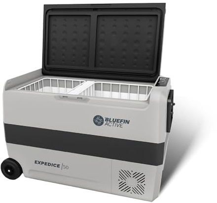 Bluefin Active Expedice 50L | Portable Travel Fridge | Advanced Cooling & Freezing Technology | Energy Efficient Charging | Dual Storage Compartments | Smartphone App Control | LCD | AC & DC