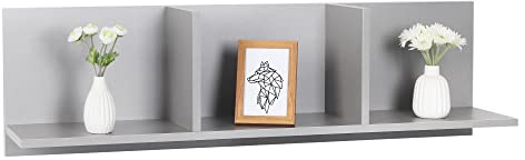 RICOO Wandregal 106 x 30 x 22 Grau Spanplatte aus Holz Hängereral WM014-PL Regal Wand Bücherregal Bilderregal Fotoregal Küchenregal Hängend Wandboard Würfelregal Schweberegal