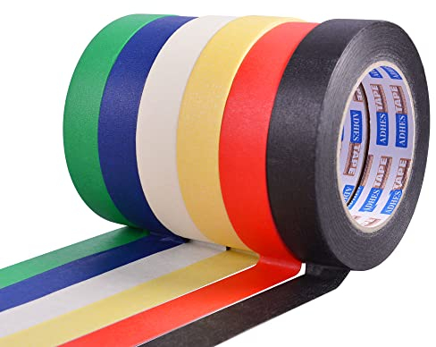 ADHES Buntes Malerband, 25mmx50m, 6 Rollen Farbige Abklebeband, Farbe Malerkrepp Kreppband, Handwerk Papier Dekrativer Klebeband FüR Kinder Diy Art & Crafts, Karten, Aufkleber Und Dekoration