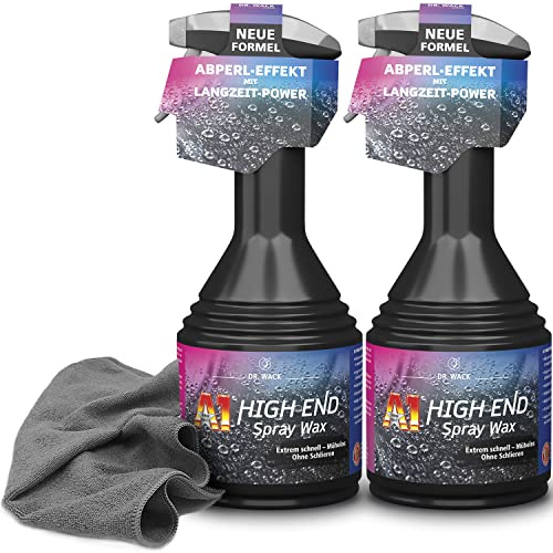 2x Dr. Wack A1 HIGH END Spray Wax 500ml Lack-Versiegelung, Wachsversiegelung + detailzone premium Felgentuch 300GSM 40x40cm