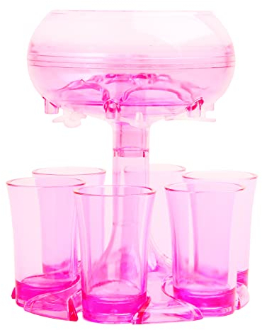 Shot Glass Dispenser with 6 Shot Glasses, Cocktail Glasses Plastic Holder, Bar Accessories for Home Pub, Cocktail Accessories for Drinks, Acrylic Clear Soda Juice Beer Dispenser Reusable Bar Mixed Set