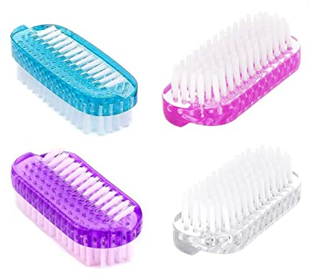 Nagelbürsten,4 Pcs Griff Nagelbürste Staubbürsten Reinigungsbürsten Handbürste Doppelseitig für Hand Zehen Nagel Home Garten Salon Gebrauch