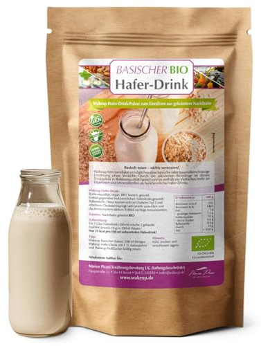 Haferdrink Pulver Bio | aus gekeimten Hafer | Reich an basischen Mineralstoffen in Rohkostqualität | kalt löslich | Inhalt 2x750 g | WakeUp