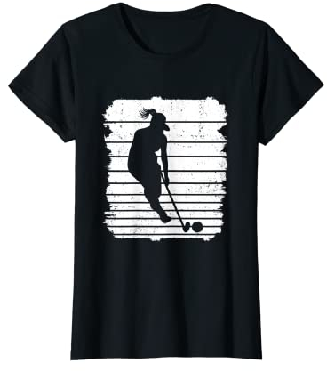 Damen Retro Grafik Hockeyspieler Feldhockey Hockeyschläger Hockeyschläger Hockeyschläger T-Shirt