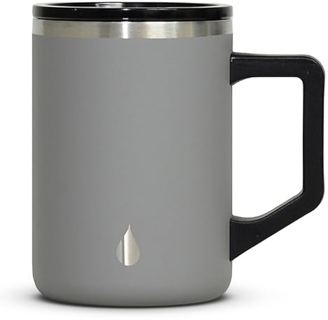 Elemental Insulated Coffee Mug - Triple-Wall Stainless Steel Summit Travel Cup for Hot and Cold Drinks - Thermal Coffee Mug with Lid and Handle for Camping, Office & Travel 470ml - Graphite