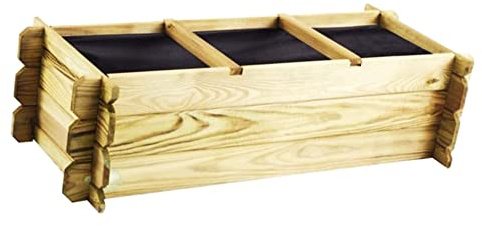 Bricoloco Jardinera Grande Exterior Rectangular de Suelo 140×60×H40CM - 214L - 3 Compartimentos - Jardineras para terraza como huerto Urbano o como bancal para jardín