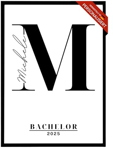 Generisch Personalisiertes Poster mit Namen und Schulabschluss Bachelor Geschenk 2024 Bestandene Prüfung Studienabschluss Abitur Fachabitur Master Doktortitel Wand Poster in Premium Qualität
