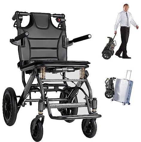 GHBXJX Ultraleicht Rollstuhl Leicht Faltbar Reiserollstuhl, Rollstühle mit Stoßdäpfung und Bremsen, Rollstuhl für die Wohnung und Unterwegs, Wheelchair, Sitzbreite 40cm, 10 Kg
