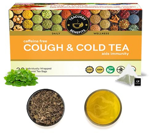TEACURRY Cold Be Gone Tea (30 Teabags, 1 Month Pack) - Cold Relief & Digestive Wellness | Soft & Refreshing - Indian Herbal Tea